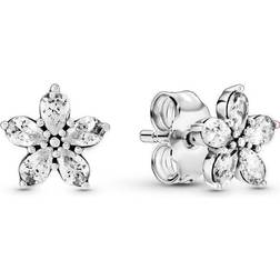 Pandora Sparkling Flower Stud Earrings - Silver/Transparent