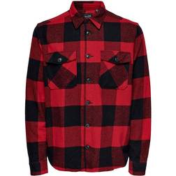 Only & Sons Checked Shirt - Red/Fiery Red