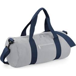 BagBase Plain Varsity Duffle Bag - Light Grey/French Navy