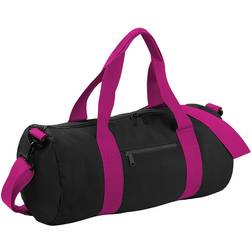 BagBase Plain Varsity Duffle Bag - Black/Fuchia
