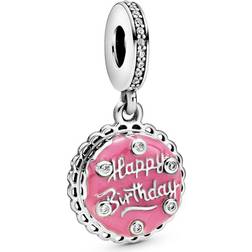 Pandora Birthday Cake Dangle Charm - Silver/Pink/Transparent