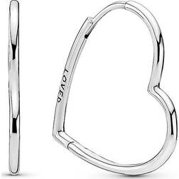 Pandora Asymmetrical Heart Hoops - Silver