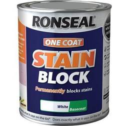 Ronseal One Coat Stain Block Wall Paint White 0.75L