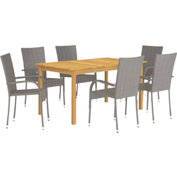 vidaXL 3067788 Patio Dining Set, 1 Table incl. 6 Chairs