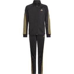 adidas Team Polyester Regular 3-stripes Tracksuit - Black/Gold Metallic (H26621)