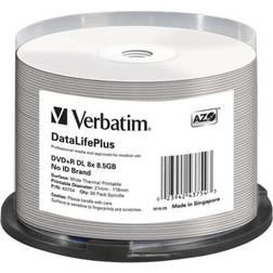 Verbatim DVD+R No ID Brand 8.5GB 8x Spindle 50-Pack Wide Thermal