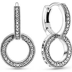 Pandora Sparkling Double Hoop Earrings - Silver/Transparent