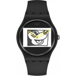 Swatch Mickey Blanc Sur Noir Keith Haring (SUOZ337)