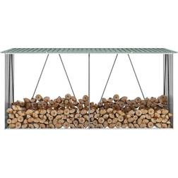 vidaXL Garden Log Storage Shed Galvanised Steel 330x84x152cm green Firewood