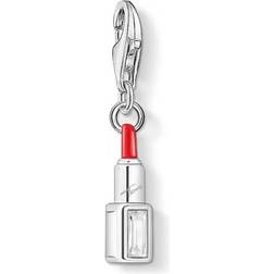 Thomas Sabo Charm Club Lipstick Charm Pendant - Silver/Red/Transparent