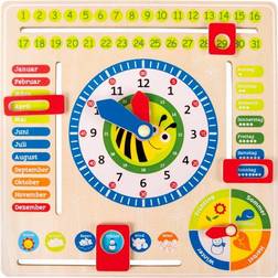 Small Foot 4765 wooden learning clock "busy bee" learning board for date, time and seasons