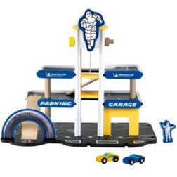 Klein Theo 3404 Michelin Levels, Wood I Parking Garage incl. 2 Cars and Much More I Compatible with Wooden Tracks I Dimensions: 46 cm x 29 cm x 39 cm I Toy for Children from 3 Years