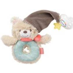 Fehn 060164 Ring Grasping Toy Bear with Rattle and Dummy Attachment for Babies and Toddlers from 0 Months – Dimensions: 13 cm