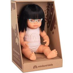 Miniland Asian Baby Doll with Glasses 15" in Gift Box and Underwear (31113)
