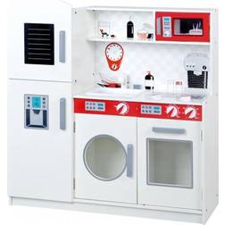 Roba play kitchen, large wooden children's kitchen, white, toy kitchen with fridge, board, stove, microwave, sink, faucet