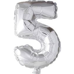 Creotime Foil Balloon, 5, H: 41 cm, silver, 1 pc