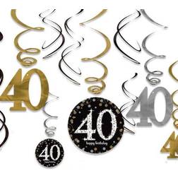 Amscan Gold Celebration 40th Birthday Swirl Decorations (Pack of 12)