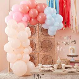 Ginger Ray Muted Pastel Peach, Pink and Blue DIY Balloon Arch Kit Party Decorations 75 Pack