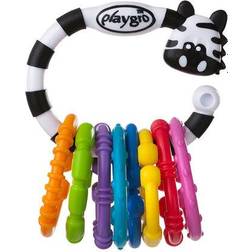 Playgro Teething Ring & Rattle Chain Zebra, 9 Pieces, From 3 Months, Zebra 9 Links Pack, Multicoloured, 40141