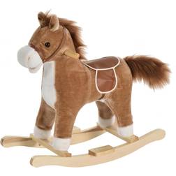 Homcom Kids Plush Rocking Horse with Realistic Noises, Brown