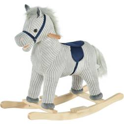 Homcom Wooden Unicorn Rocking Horse with Sounds Grey, Grey