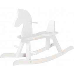 Roba Rocking Horse, Rocking Animal Solid Wood, White Lacquered, Grows with Your Child Thanks to Removable Protective Ring