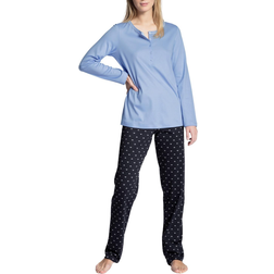 Calida Night Lovers Buttoned Pyjama - Dark Lapis Blue