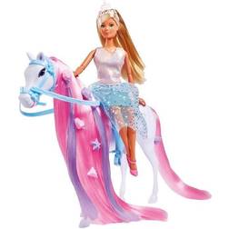 Steffi Love Riding Princess Doll as Princess with Horse Fully Movable with Brush Hair Clip and Two Strands 29 cm Suitable for Children from 3 Years