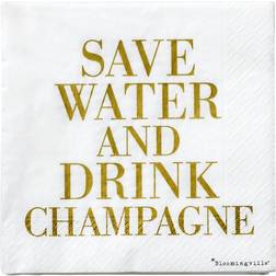 Bloomingville Paper Napkins Save Water and Drink Champagne 20-pack