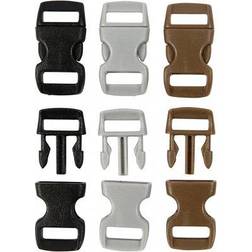 Creativ Company Click Clasp, L: 29 mm, W: 15 mm, hole size 3x11 mm, black, brown, grey, 100 pc/ 1 pack