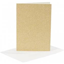 Creativ Company Cards and Envelopes, card size 10,5x15 cm, envelope size 11,5x16,5 cm, glitter, 120 250 g, gold, 4 set/ 1 pack
