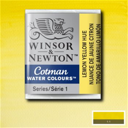 Winsor & Newton Cotman half pan lemon yellow hue, watercolours, 1.6 x 1.1 x 1.9 cm