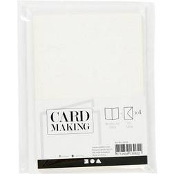Creotime Cards and Envelopes, card size 10,5x15 cm, envelope size 11,5x16,5 cm, glitter, 120 250 g, white, 4 set/ 1 pack