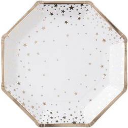 Ginger Ray Christmas Gold Foiled Star Paper Party Plates 8 Pack