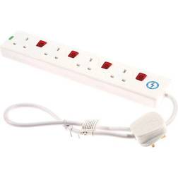 SMJ Extension Lead 240V 4-Way 13A Surge Protection Switched 0.75m