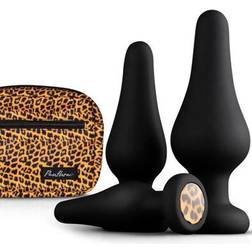 Panthra Buttplug Set Kesia – Silicone Buttplug Set for Beginners and Advanced Users – Anal Plug Set with 3 Different Sizes Incl. Matching Bag Leopard Print Toys