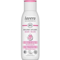 Lavera Body Lotion Delicate Natural Cosmetics vegan Organic Wild Rose & Organic Shea Butter certified, white 200ml