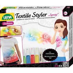 Lena 42597 Styler Craft Kit, Complete 4 Colours, 1 Glitter Decorating, 8 Stencils and Contour Pen, Design Set for Children from 8 Years, Textile Spray Paint