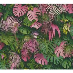 Living Walls Jungle Wallpaper Greenery A.S. Création Non-Woven Wallpaper 10.05 m x 0.53 m Green Pink Made in Germany 372801 37280-1