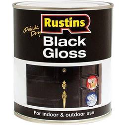 Rustins Quick Dry Black Gloss Wood Paint Black 1L