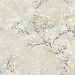 Seabrook Designs Cherry Blossoms Sky Blue & White Wallpaper