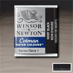 Winsor & Newton Cotman Watercolour Paint Half Pan – Ivory Black 331