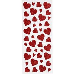 Creotime Glitter Stickers, hearts, 10x24 cm, red, 2 sheet/ 1 pack