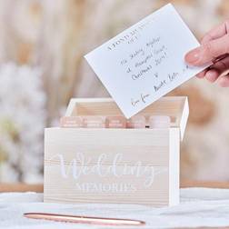 Ginger Ray Wooden with White Text Wedding Memory Box with 75 Cards