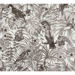 Living Walls A.S. Création Jungle Greenery Non-Woven Wallpaper 10.05 m x 0.53 m Black White Grey Made in Germany 372105 37210-5