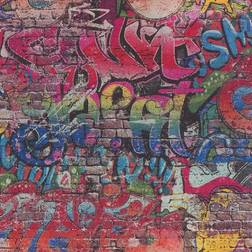 Erismann P&S Graffiti Street art Children Kids Teenager Tag Brick Wall Textured Wallpaper