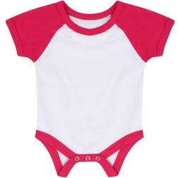 Larkwood Baby's Essential Short Sleeve Baseball Bodysuit - White/Fuchsia