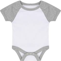 Larkwood Baby's Essential Short Sleeve Baseball Bodysuit - White/Heather Grey