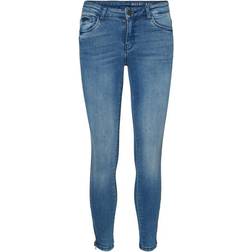 Noisy May Kimmy Cropped Normal Waist Skinny Fit Jeans - Light Blue Denim