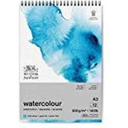 Winsor & Newton Winsor and Newton Watercolour Paper Pad, A3, 12 Sheets, 300 g/m² Spiral Bound, Cold Pressed, Acid Free, Mixture of 25 Percent Cotton and Cellulose Fibres, Natural White